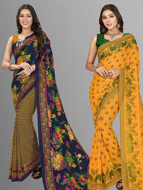 women pack of 2 casual wear sarees with blouse - 21474151 - Very Small Image - 1