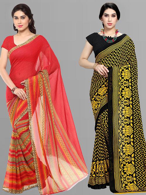 women pack of 2 casual wear sarees with blouse - 21474191 - Very Small Image - 1