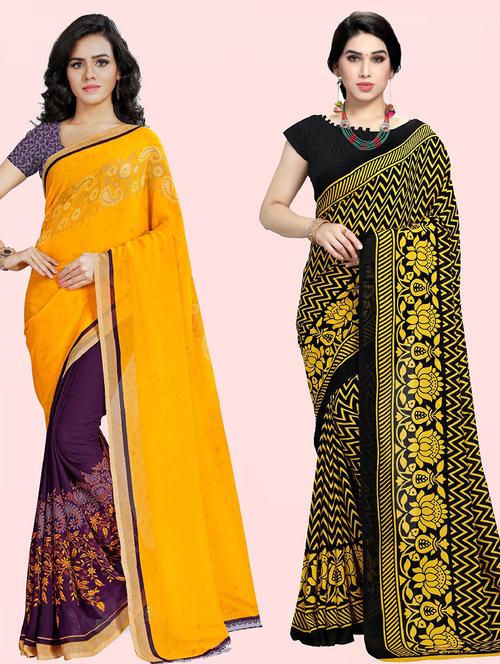 women pack of 2 casual wear sarees with blouse - 21474194 - Very Small Image - 1