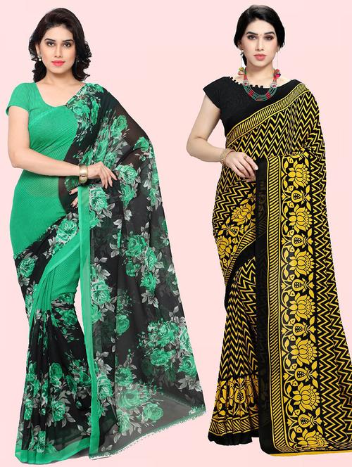 women pack of 2 casual wear sarees with blouse - 21474195 - Very Small Image - 1