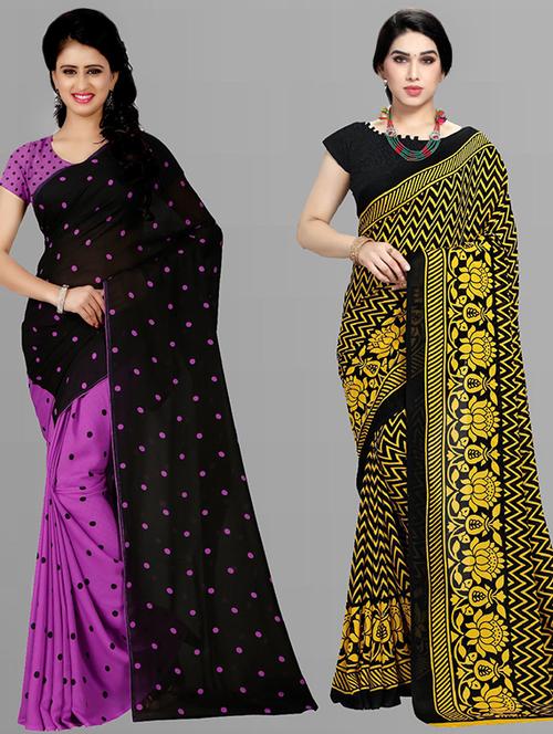 women pack of 2 casual wear sarees with blouse - 21474199 - Very Small Image - 1