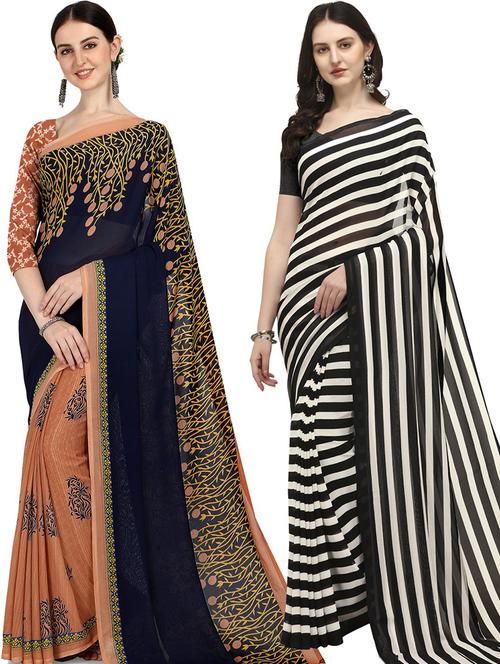 women pack of 2 casual wear sarees with blouse - 21474209 - Very Small Image - 1