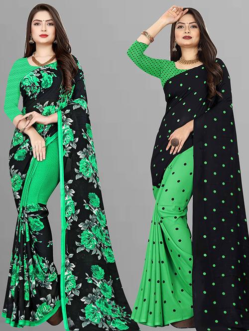 women pack of 2 casual wear sarees with blouse - 21474249 - Very Small Image - 1