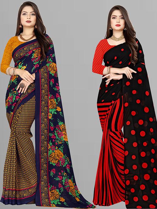 women pack of 2 casual wear sarees with blouse - 21474251 - Very Small Image - 1