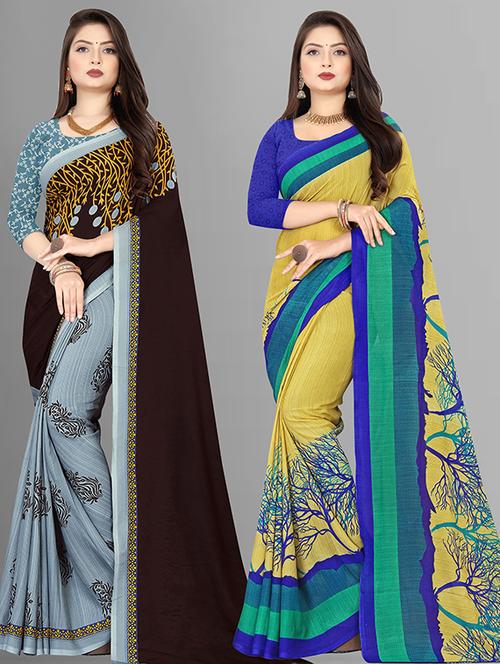 women pack of 2 casual wear sarees with blouse - 21474253 - Very Small Image - 1