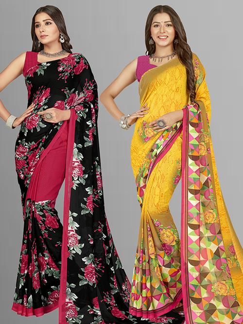 women pack of 2 casual wear sarees with blouse - 21474257 - Very Small Image - 1