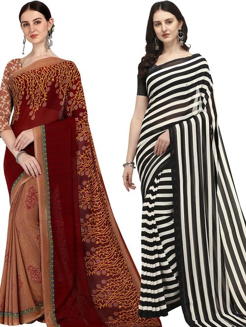 women pack of 2 casual wear sarees with blouse - 21474262 - Very Small Image - 1