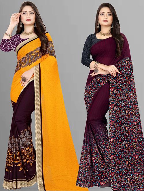women pack of 2 casual wear sarees with blouse - 21474278 - Very Small Image - 1