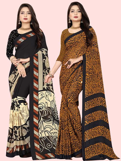women pack of 2 printed casual wear saree with blouse - 21474293 - Very Small Image - 1