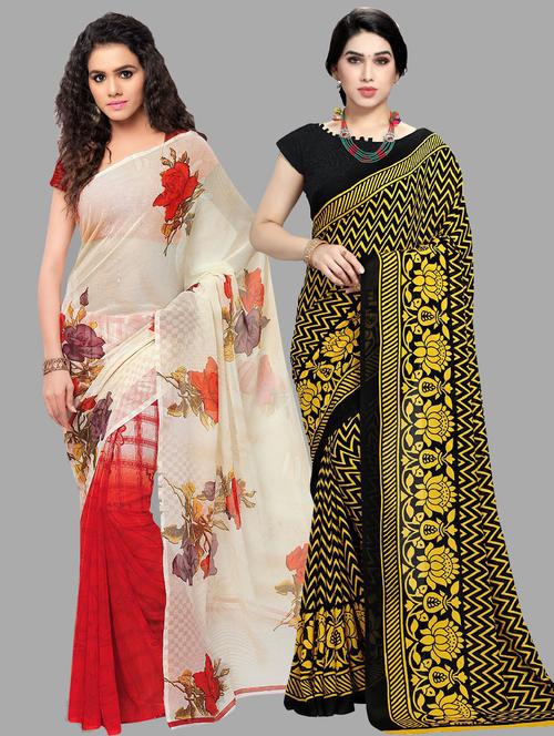women pack of 2 printed casual wear saree with blouse - 21474377 - Very Small Image - 1