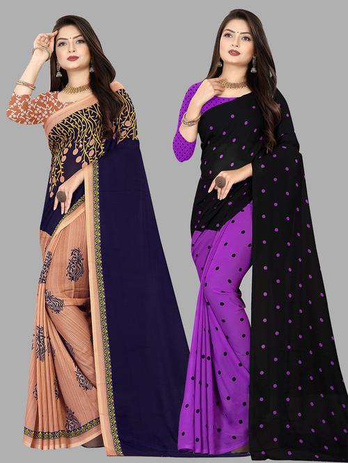 women pack of 2 casual wear combo sarees with blouse - 21474394 - Very Small Image - 1