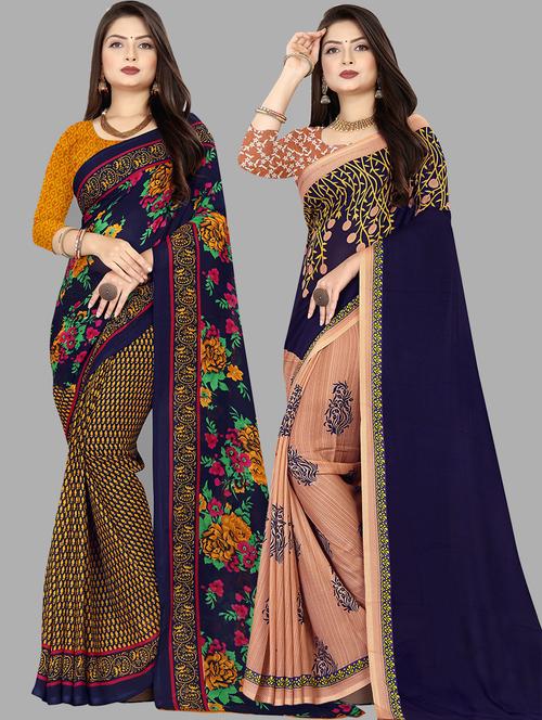 pack of 2 casual wear combo sarees with blouse - 21474399 - Very Small Image - 1