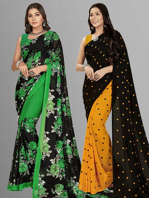 pack of 2 casual wear combo sarees with blouse - 21474407 - Very Small Image - 1