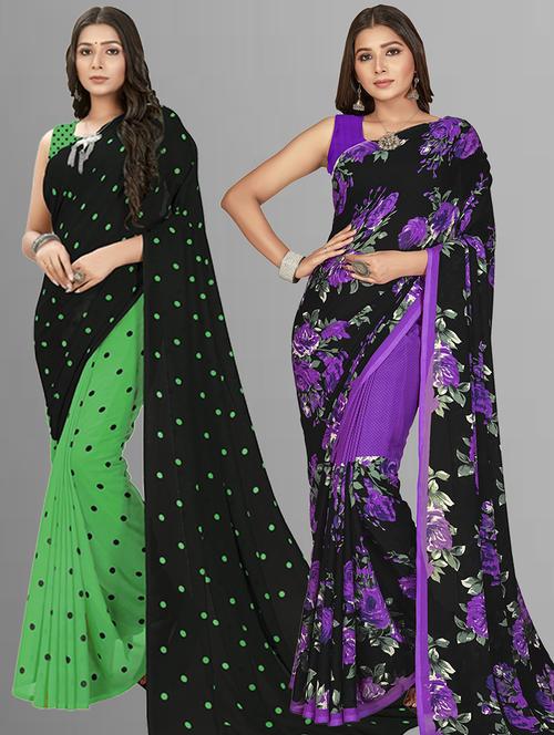 pack of 2 casual wear combo sarees with blouse - 21474408 - Very Small Image - 1