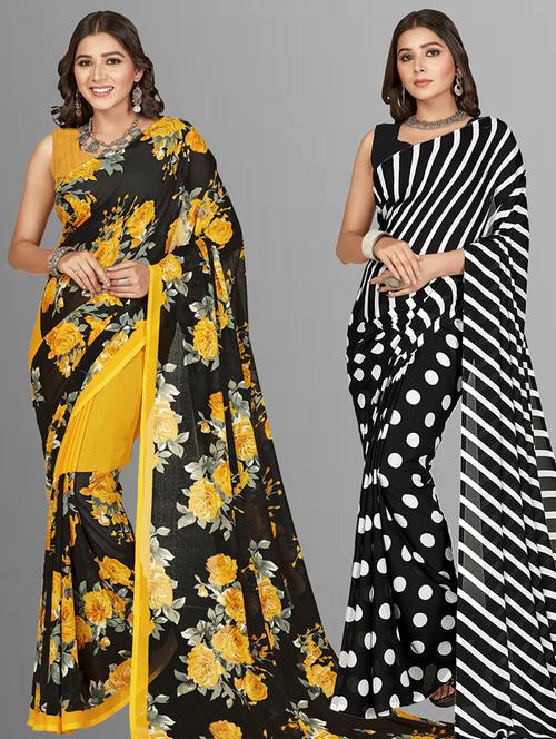 pack of 2 casual wear combo sarees with blouse - 21474412 - Very Small Image - 1