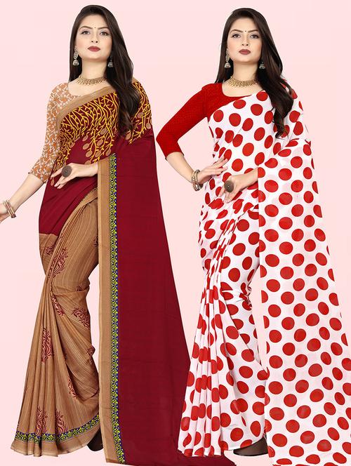pack of 2 casual wear combo sarees with blouse - 21474438 - Very Small Image - 1
