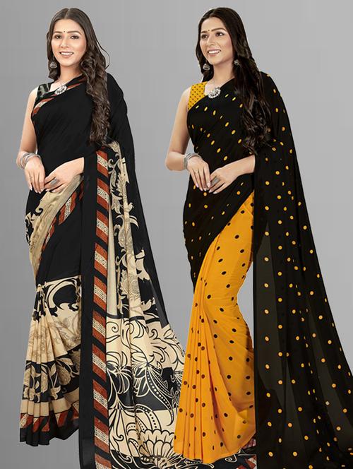 pack of 2 casual wear combo sarees with blouse - 21474466 - Very Small Image - 1