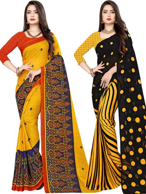 pack of 2 casual wear combo sarees with blouse - 21474512 - Very Small Image - 1