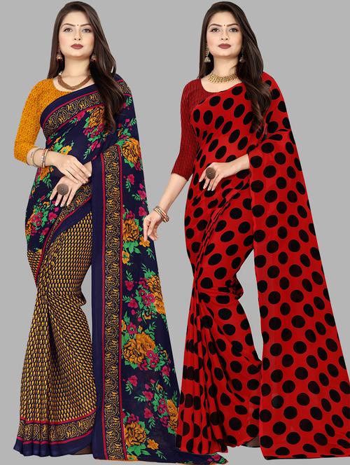 women pack of 2 casual wear combo sarees with blouse - 21474531 - Very Small Image - 1
