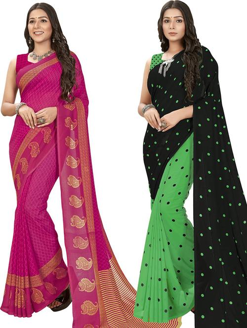 women pack of 2 casual wear combo sarees with blouse - 21474547 - Very Small Image - 1