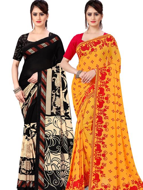 women pack of 2 casual wear sarees with blouse - 21474618 - Very Small Image - 1