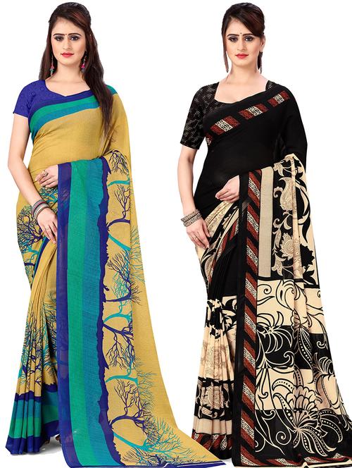 women pack of 2 casual wear combo sarees with blouse - 21474619 - Very Small Image - 1