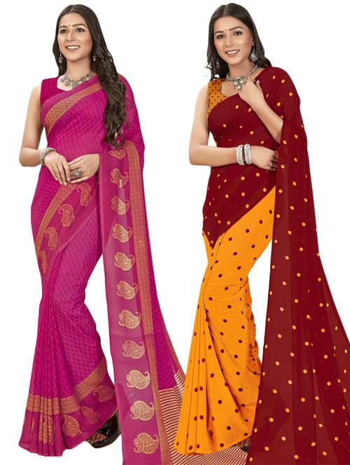 women pack of 2 casual wear sarees with blouse - 21474663 - Very Small Image - 1