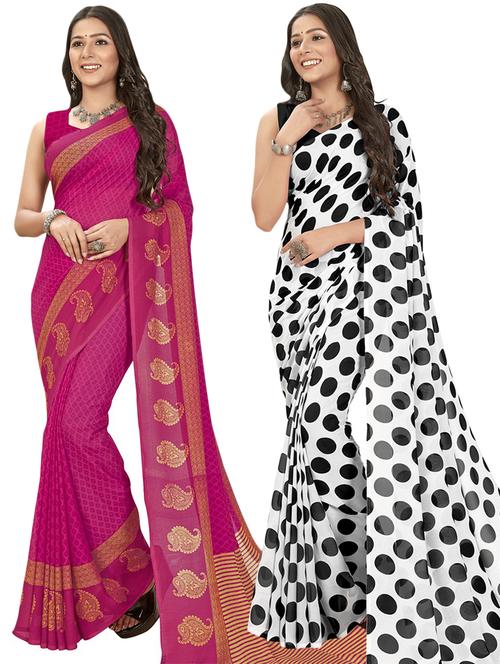 women pack of 2 casual wear combo sarees with blouse - 21474688 - Very Small Image - 1