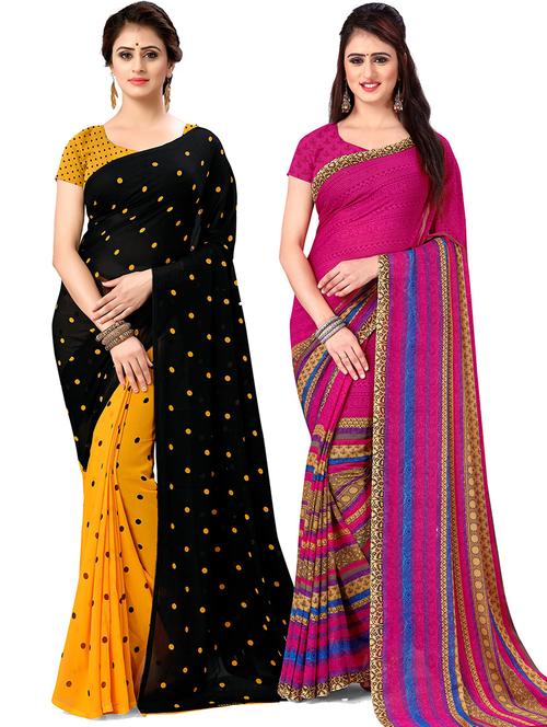 women pack of 2 casual wear combo sarees with blouse - 21474699 - Very Small Image - 1