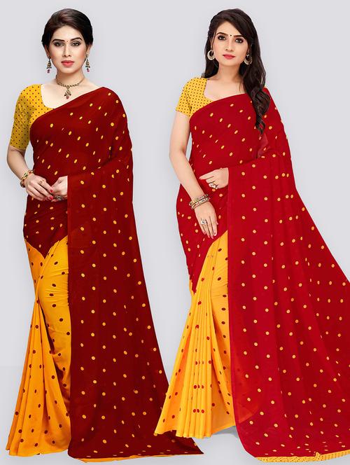 women pack of 2 casual wear sarees with blouse - 21474722 - Very Small Image - 1