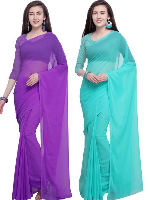 women pack of 2 casual wear combo sarees with blouse - 21474756 - Very Small Image - 1
