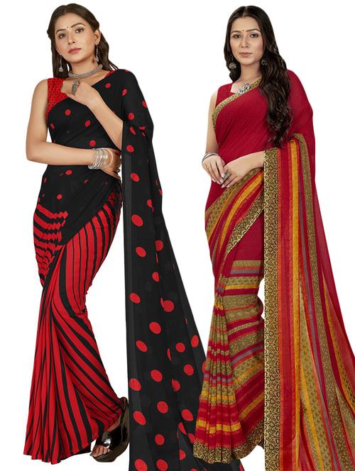 women pack of 2 printed casual wear saree with blouse - 21474771 - Very Small Image - 1