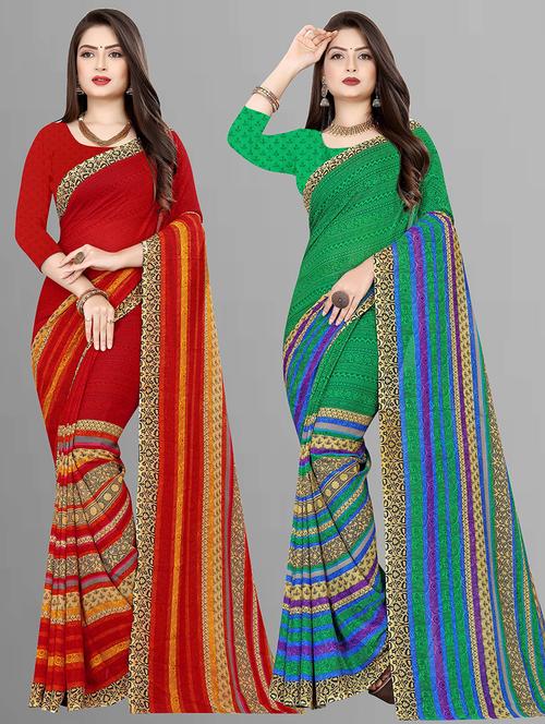 women pack of 2 casual wear combo sarees with blouse - 21474781 - Very Small Image - 1