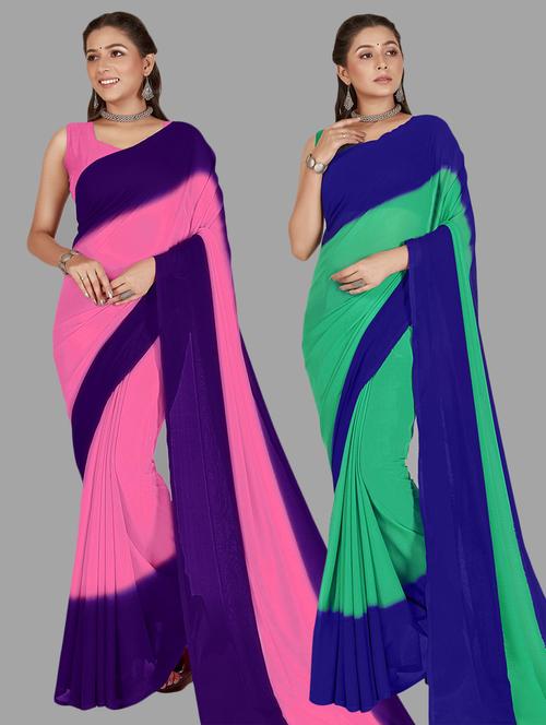 women pack of 2 printed casual wear saree with blouse - 21474788 - Very Small Image - 1
