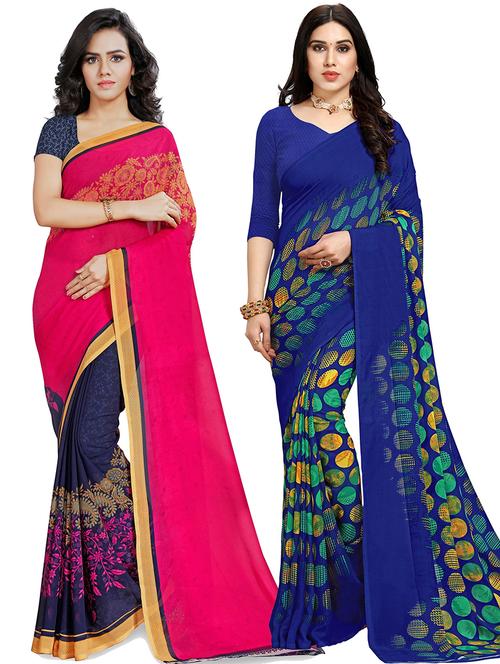 women pack of 2 printed casual wear saree with blouse - 21474821 - Very Small Image - 1