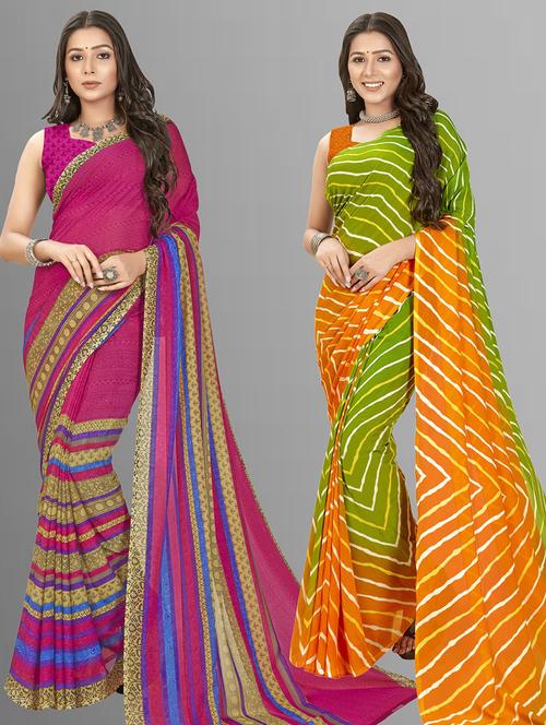 women pack of 2 casual wear combo sarees with blouse - 21474823 - Very Small Image - 1