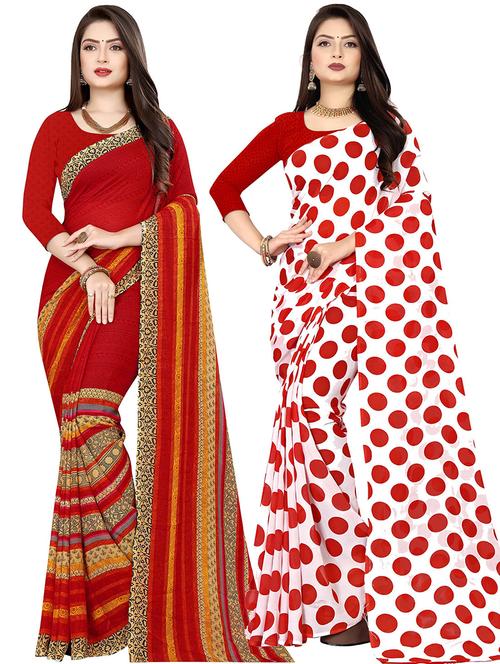 women pack of 2 casual wear combo sarees with blouse - 21474836 - Very Small Image - 1