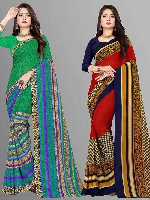 women pack of 2 casual wear combo sarees with blouse - 21474843 - Very Small Image - 1