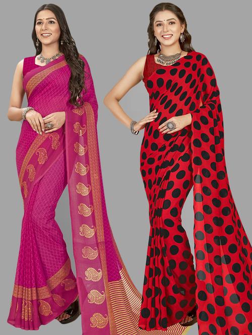 women pack of 2 casual wear combo sarees with blouse - 21474852 - Very Small Image - 1