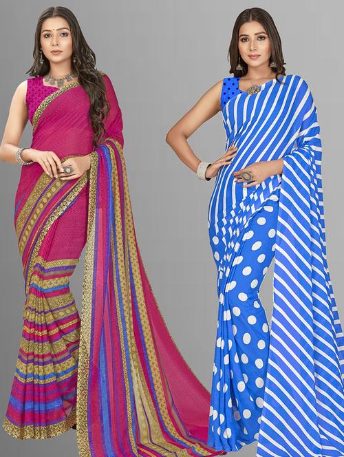 women pack of 2 casual wear combo sarees with blouse - 21474874 - Very Small Image - 1