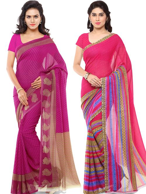women pack of 2 casual wear combo sarees with blouse - 21474883 - Very Small Image - 1