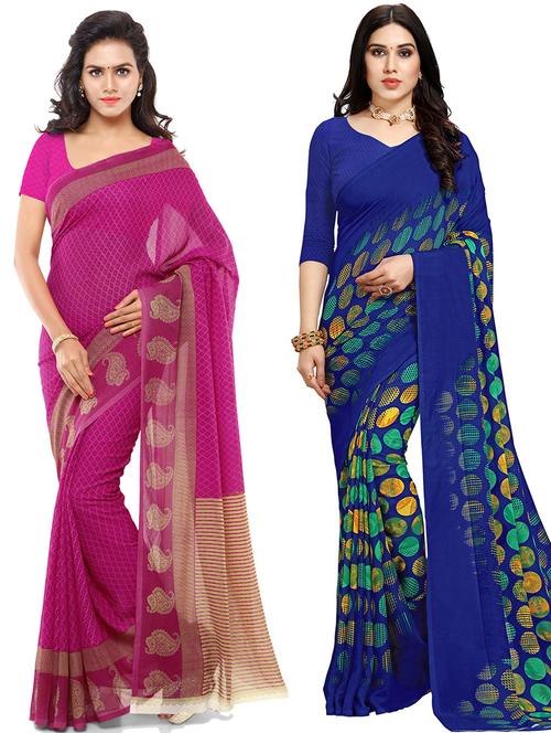 women pack of 2 casual wear combo sarees with blouse - 21474884 - Very Small Image - 1
