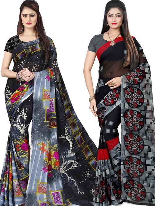 women pack of 2 printed casual wear saree with blouse - 21474887 - Very Small Image - 1