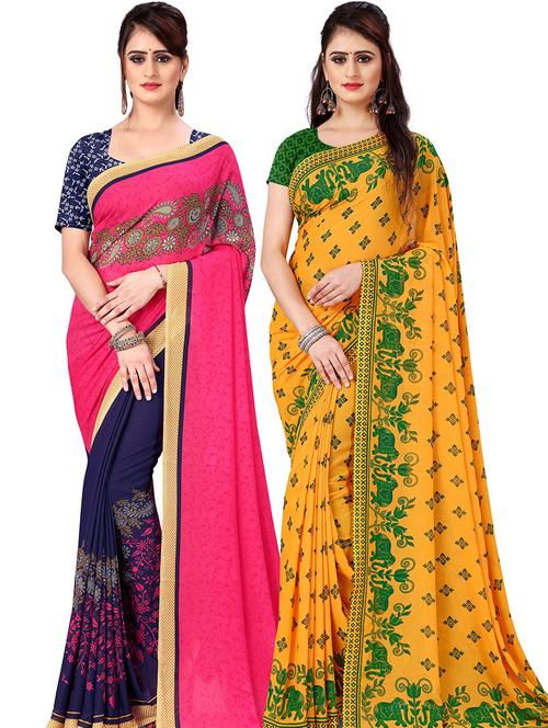 women pack of 2 casual wear combo sarees with blouse - 21474892 - Very Small Image - 1
