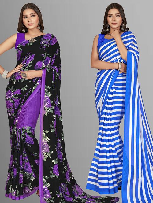 women pack of 2 casual wear combo sarees with blouse - 21474904 - Very Small Image - 1