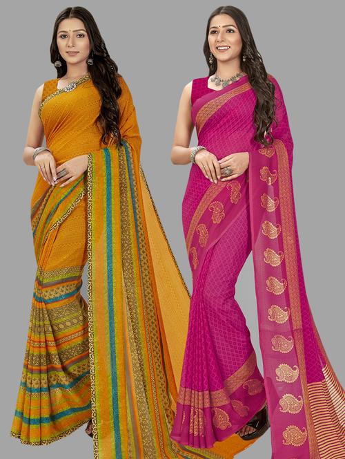 women pack of 2 printed casual wear saree with blouse - 21474916 - Very Small Image - 1