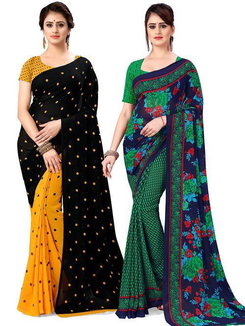 women pack of 2 printed casual wear saree with blouse - 21474926 - Very Small Image - 1