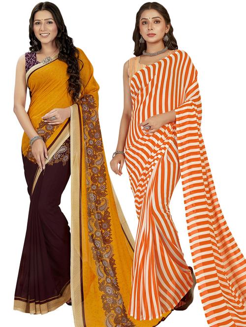 women pack of 2 casual wear sarees with blouse - 21474936 - Very Small Image - 1