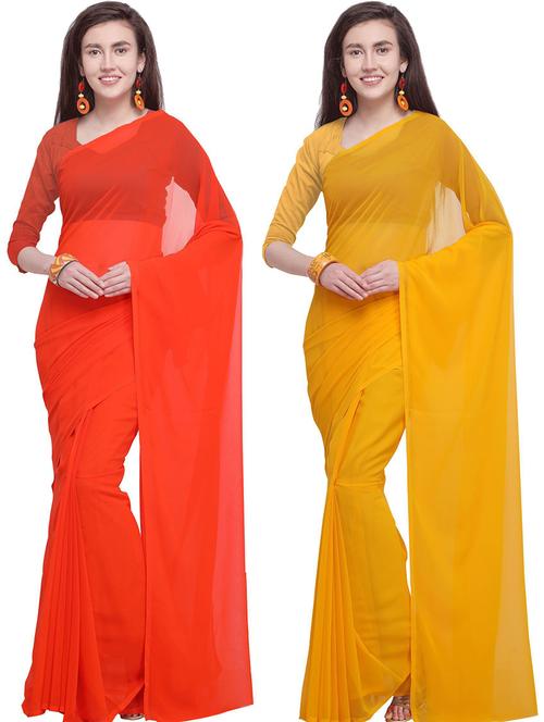 women pack of 2 casual wear combo sarees with blouse - 21475194 - Very Small Image - 1