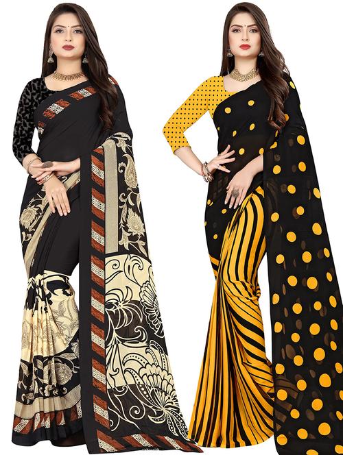 women pack of 2 casual wear combo sarees with blouse - 21475198 - Very Small Image - 1